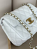 Сумка жіноча клатч через плече Chanel Classic Шанель білий золото міні, фото 6
