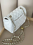 Сумка жіноча клатч через плече Chanel Classic Шанель білий золото міні, фото 7