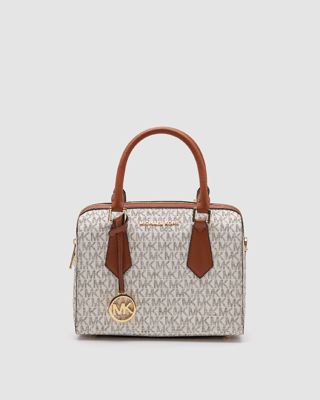 💎 Michael Kors Small Hayes Duffle Crossbody Bag Vanilla/Luggage, фото 1
