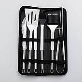 Набір аксесуарів для барбекю, мангала, гриля 6 предметів 40х10х5 см мангальне приладдя