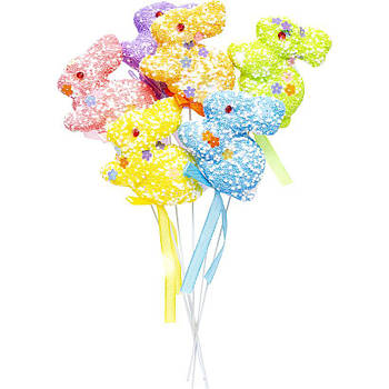 Набір Кролики декоративні 6 шт на паличці 22 см HA-325