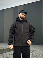 Военная куртка на флисе Soft Shell Military Black