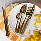 Набір столових приборів у футлярі на 6 осіб столовий набір 30 предметів у футлярі Золото HP-20-28, фото 4