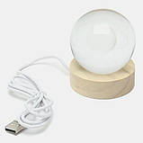 Нічник "Хрустальна куля" з 3D моделлю сонячної системи, USB Декоративний світильник кришталева куля, фото 2