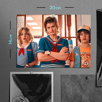 "Робин Бакли, Дастин Хендерсон, Стив Харрингтон (Дивні дива / Stranger Things)" плакат (постер) розміром А5 (20х14см)