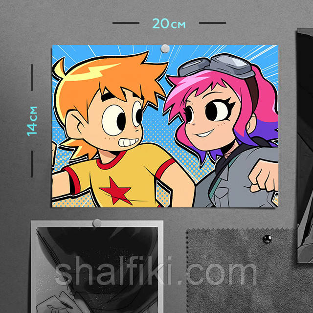 "Скотт Піліґрим стає до бою / Scott Pilgrim Takes Off" плакат (постер) розміром А5 (20х14см), фото 1