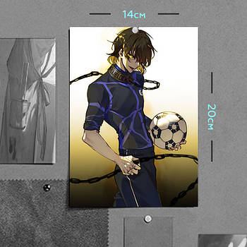 "Мегуру Бачіра (Синя В'язниця: Блю Лок / Blue Lock)" плакат (постер) розміром А5 (14х20см)