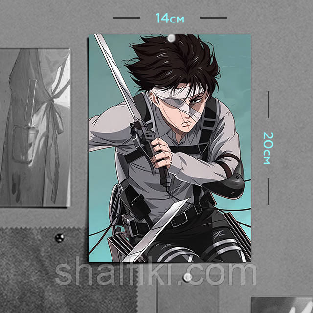 "Леві Аккерман (Атака титанів / Attack on Titan)" плакат (постер) розміром А5 (14х20см), фото 1