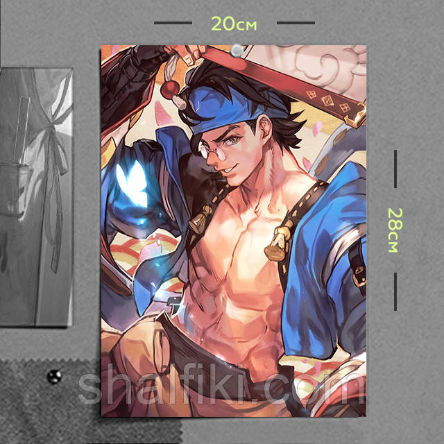 "Анджі (Гілті Гір / Guilty Gear)" плакат (постер) розміром А4 (20х28см), фото 1