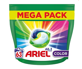 Капсули для прання Ariel Color 3 in 1 пакет 63 шт