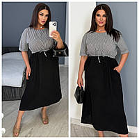 Женское летнее платье в полоску батал