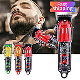 Професійна машинка для стриження Бездротова LY-452, прозора з акумуляторним живленням, фото 6