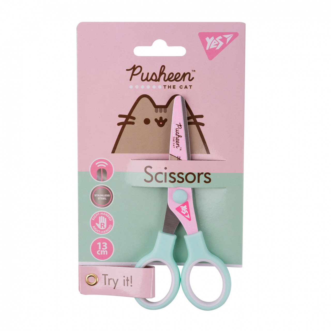 Ножиці дитячі 13 см Yes Pusheen принт на лезі, фото 1