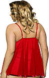 Жіночий короткий пеньюар червоного кольору на бретельку з регулюванням, фото 7