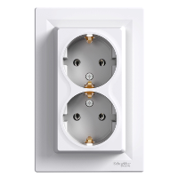 Розетка Подвійна З заземлюючим контактом Білий Asfora Schneider Electric, EPH9900121