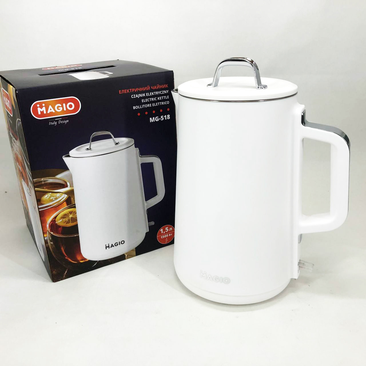 Електричний чайник з функцією автовідключення MAGIO MG-518 1, 5 л 1500Вт, Тихий електричний чайник TA-25, фото 1