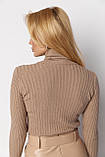 Жіноча в'язана водолазка в рубчик - кавовий цвет, ONE SIZE (є розміри), фото 2