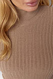 Жіноча в'язана водолазка в рубчик - кавовий цвет, ONE SIZE (є розміри), фото 4