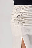 Приталена спідниця з декоративними елементами - бежевий цвет, M (є розміри), фото 4