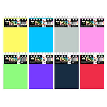 Блокнот А6, 80 л, гумка, пружина зверху АП-1513 G-Rich