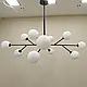 Люстра з регульованою висотою, Чорна сучасна люстра з білими плафонами на 12 ламп, фото 4