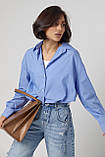 Класична однотонна жіноча сорочка з напівкруглим низом - блакитний цвет, S (є розміри) L, Нове, фото 4