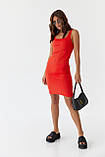 Літня облягаюча жіноча сукня міні трикотажна червона сарафан на бретелях розмір М, фото 6