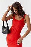 Літня облягаюча жіноча сукня міні трикотажна червона сарафан на бретелях розмір М, фото 7