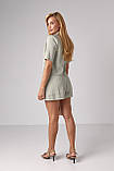 Літній жіночий костюм з жакетом і шортами м'ятний ошатний костюм шорти на літо розмір S, фото 3