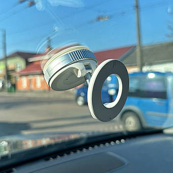Магнітний автомобільний тримач для телефону з вакуумним кріпленням БІЛИЙ