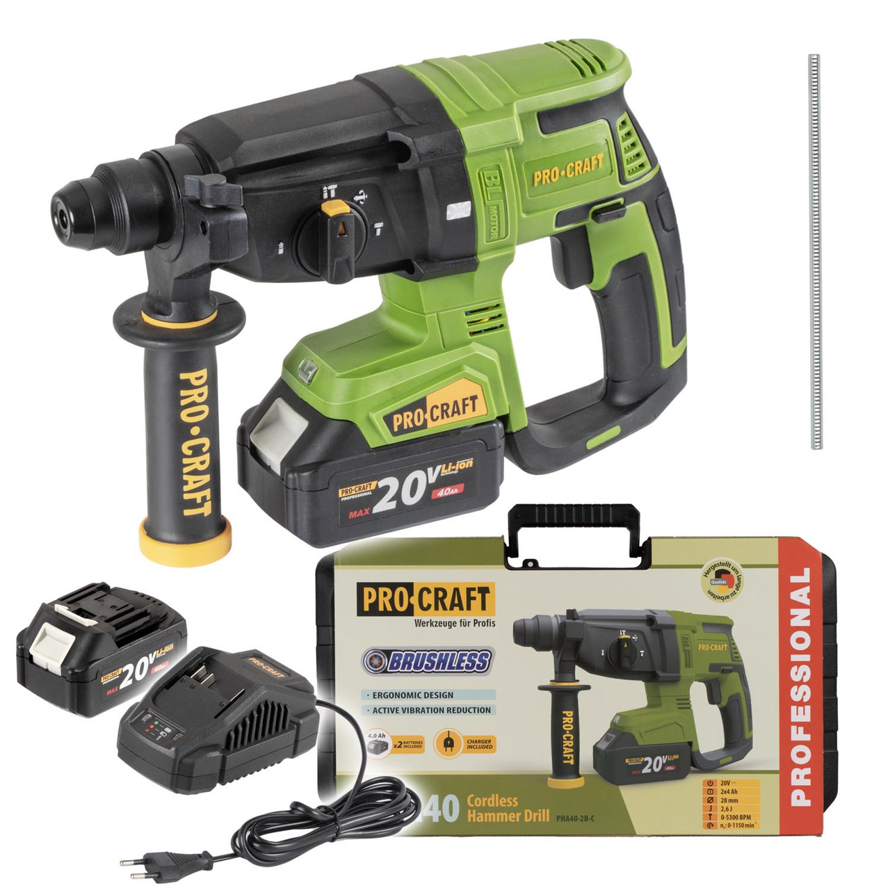 Перфоратор акумуляторний PROCRAFT PHA40 ( АКБ 2шт і ЗП), фото 1