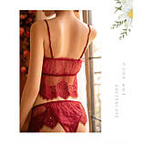 Жіночий комплект білизни бордового кольору без кісточок, фото 6