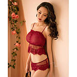 Жіночий комплект білизни бордового кольору без кісточок, фото 5
