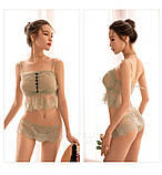 Комплект жіночої білизни ліф топ без кісточок та трусики в сірому кольорі, фото 4