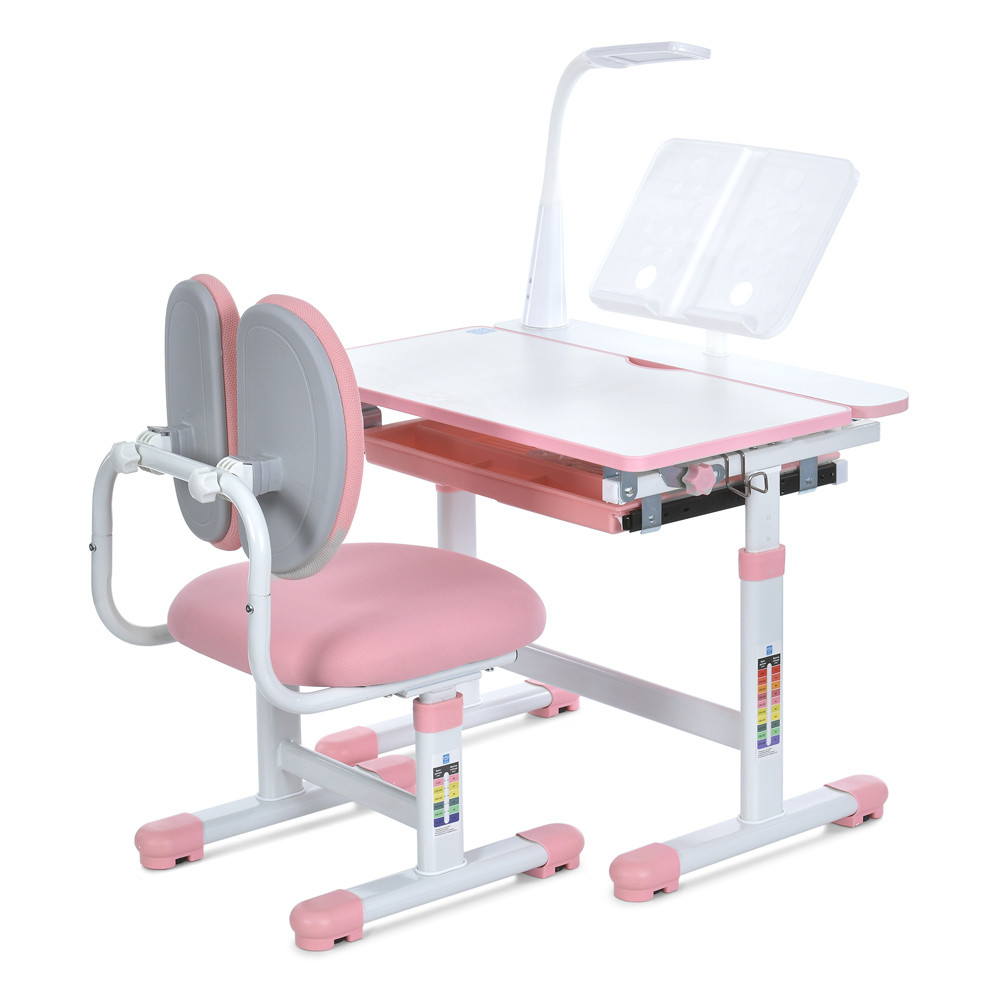 Парта шкільна дитяча + Лампа настільна Bambi M 6136-8 Рожева