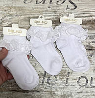 Білі ажурні бавовняні шкарпетки для дівчаток із рюшів