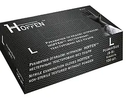 Нітрилові рукавички Hoffen, 3.5 грами, L, чорні, 100 шт