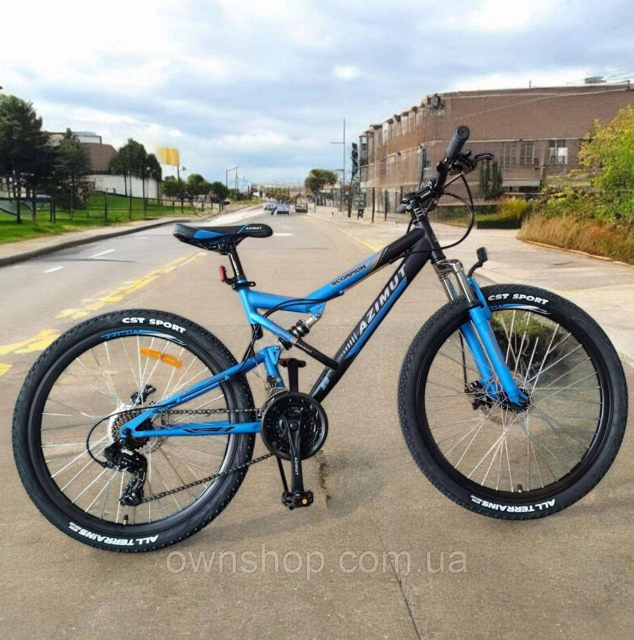 Велосипед двухподвесной гірський Scorpion GFRD колеса 26", рама 17" синій