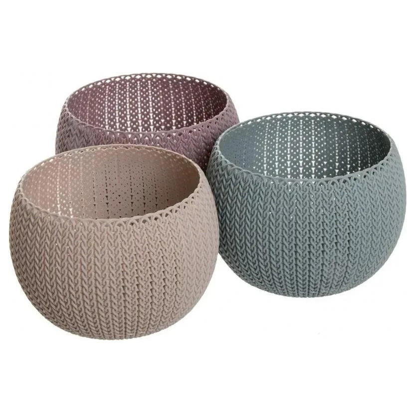 Набір кашпо із пластику Cozies Trio настільні різнокольорові для квітів, фото 1