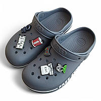 Крокси підліткові Dago Style з джибітсами розмір 33(21,5см.) сірого кольору