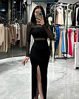 Женское вечернее платье с элемантами сетки по фигуре 42-44, 44-46