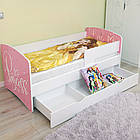 Ліжко Кіндер Кул, універсальне ліжечко на ламелях із захисними бортиками, шухляда в комплекті, фото 6