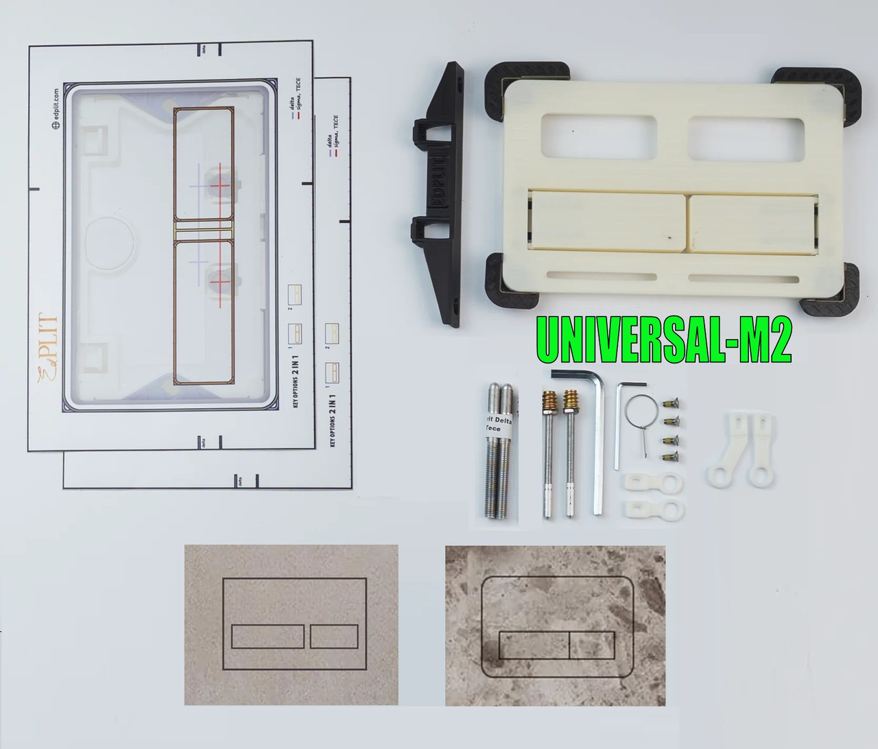 Універсальна прихована кнопка EDPLIT Invisi Tile Touch M2 для Geberit Delta, Sigma, TECE