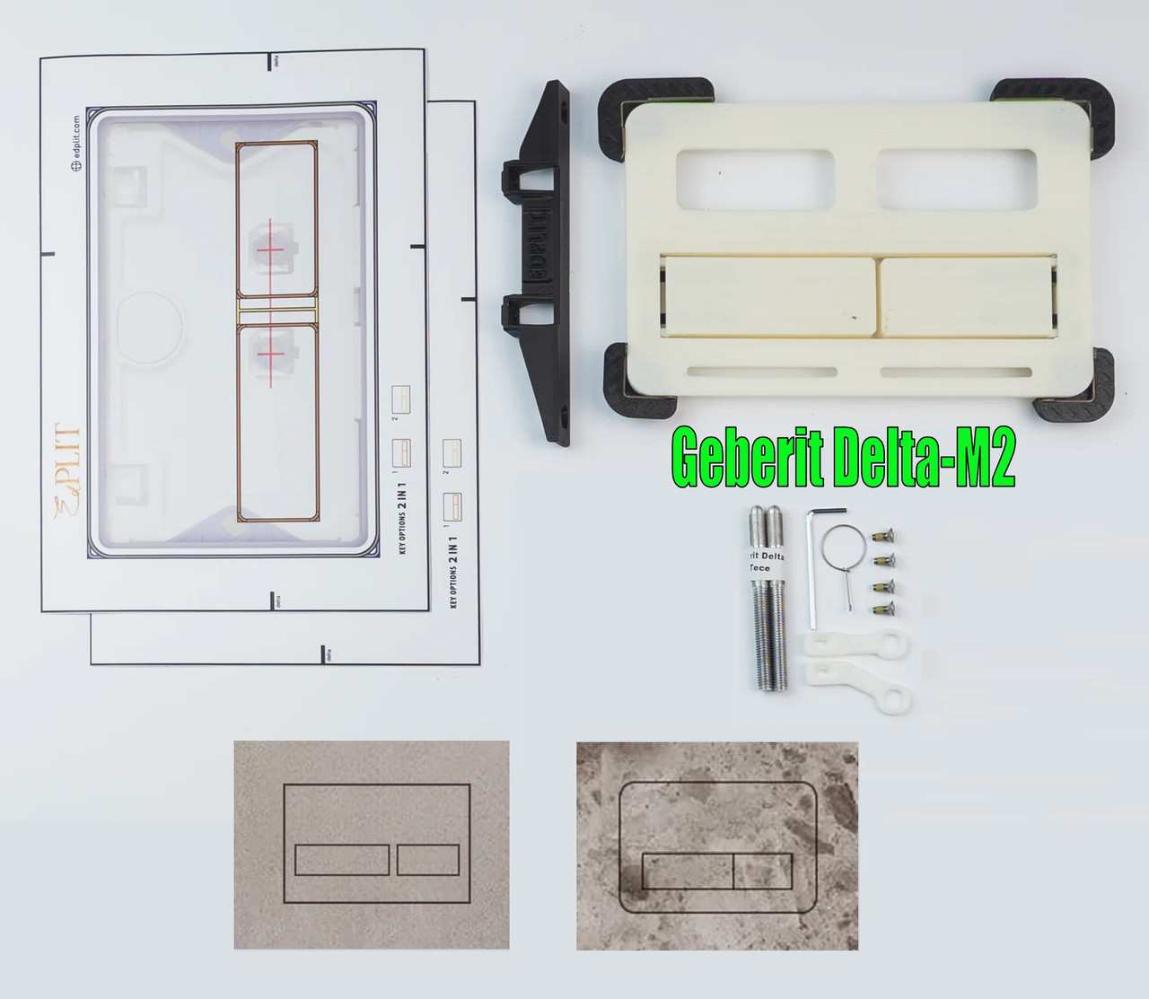 Прихована кнопка EDPLIT Invisi Tile Touch M2 для Geberit Delta, фото 1