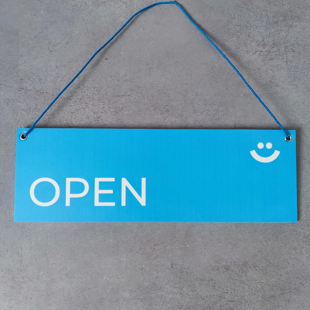 Табличка для магазину двостороння "Відчинено" / "Зачинено" в корпоративному стилі, фото 1