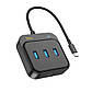 USB хаб із входом Type-C HUB адаптер Hoco HB35 Easy link 4-in-1 Gigabit Ethernet (3*USB3.0, RJ45, 0.2m). Black, фото 5