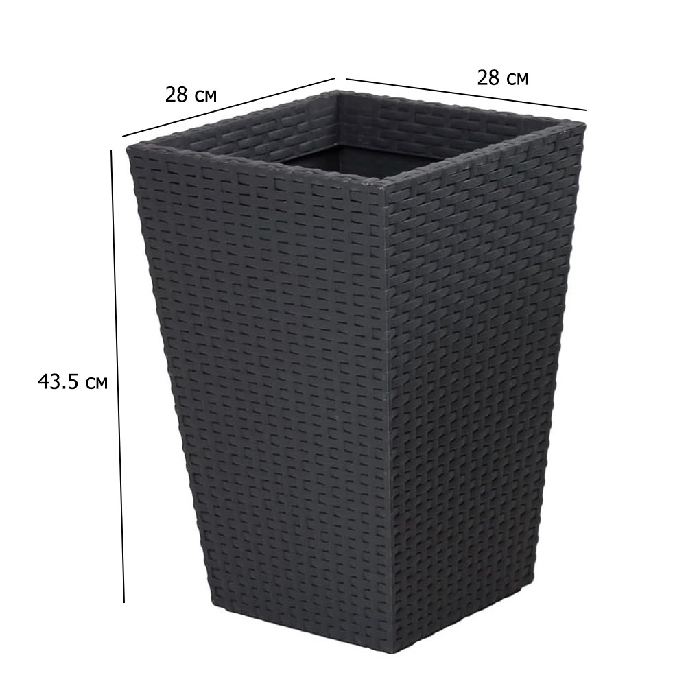 Горщик для квітів підлоговий Rattan Planter S 28 см кольору антрацит пластиковий