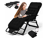 Садовий шезлонг + матрац IdealGarden B-SF02-BK ЧОРНИЙ шезлонг і чорний матрац Лежак до 120кг, фото 4