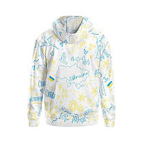 Худі чоловіче з принтом «Українські цінності. Ukrainian values» білий, фото 2