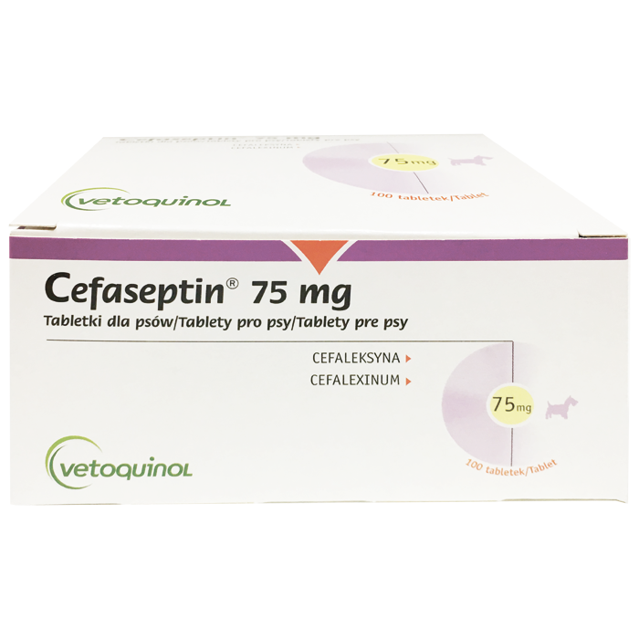 Цефасептин 75 мг Vetquinol антибактеріальний препарат для котів та собак, 10 табл